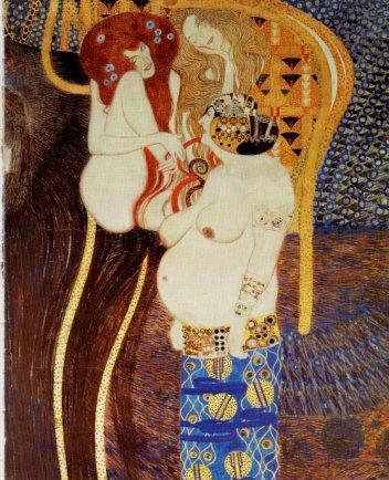 LAMINA V23240: Gustav Klimt. Las fuerzas hostiles Friso de Beethoven detalle