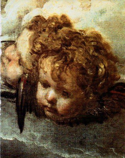 LAMINA V23179: Velazquez. La Coronacion de la Virgen detalle