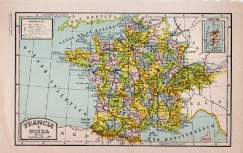 LAMINA V23157: Mapa de Francia y Suiza
