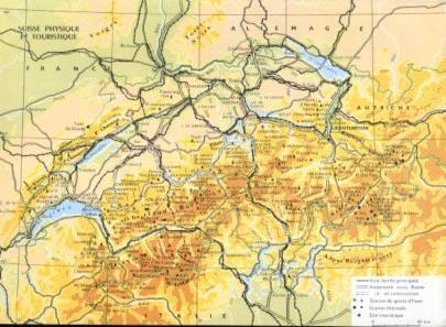 LAMINA V23606: Carte de la Suisse physique et touristique