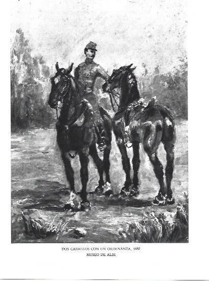 LAMINA 33172: Dos caballos con un ordenanza