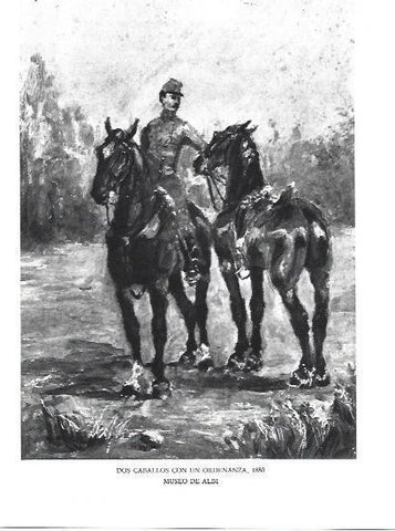 LAMINA 33172: Dos caballos con un ordenanza