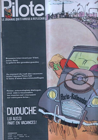 revista: Pilote numero 612: Duduche , trasera caricatura de Georges Brassens