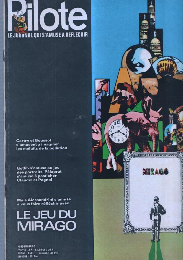 revista: Pilote numero 609: Le jeu du mirago, trasera caricatura de Alain Delon