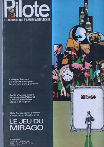 revista: Pilote numero 609: Le jeu du mirago, trasera caricatura de Alain Delon