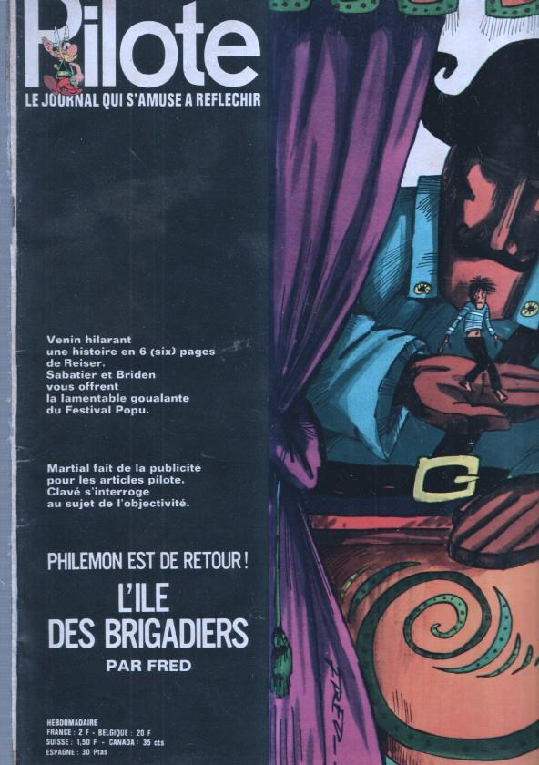 revista: Pilote numero 504: L'ile des brigadiers, trasera caricatura de Jacques Dutronc 