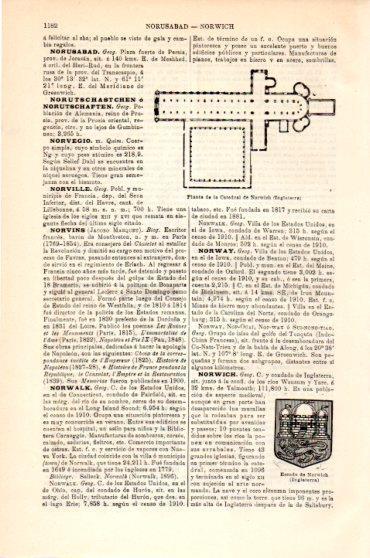 LAMINA V23887: Escudo y planta de la catedral de Norwich
