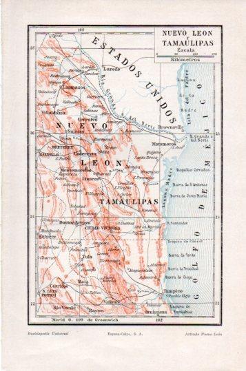 LAMINA V23946: Mapa de Nuevo Leon y Tamaulipas