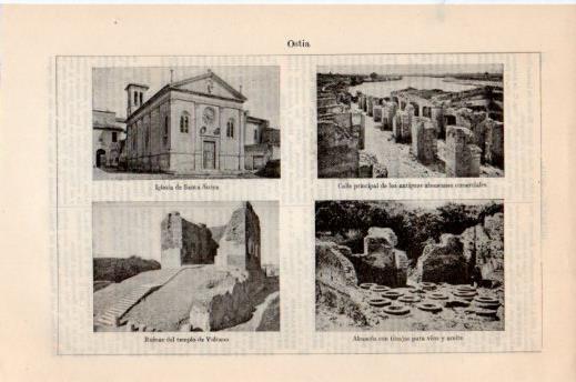 LAMINA V24123: Iglesia y ruinas de Ostia, Italia