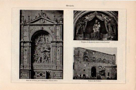 LAMINA V24099: Palacio de Podesta y altar de Orvieto, Italia
