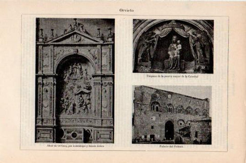 LAMINA V24099: Palacio de Podesta y altar de Orvieto, Italia