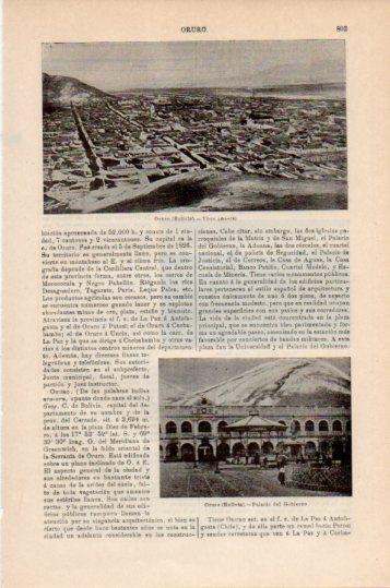 LAMINA V24096: Palacio del Gobierno y vista de Oruro, Bolivia
