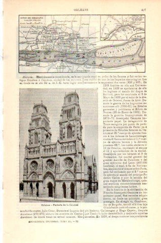 LAMINA V24030: Catedral y Plano de Sitio de Orleans