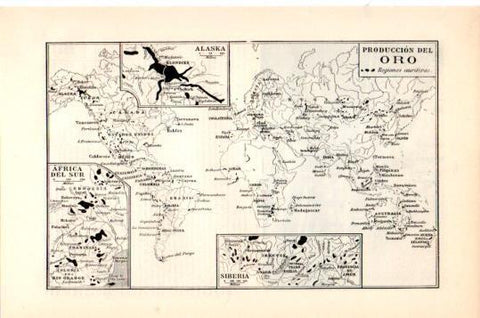 LAMINA V24067: Mapa mundial de produccion de oro