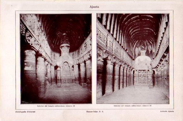 LAMINA V23703: Interior del templo de Ajanta