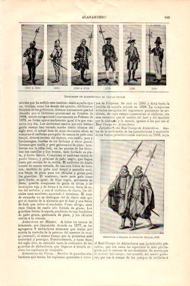LAMINA V23713: Uniformes de alabarderos en varias epocas