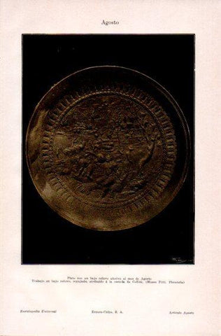 LAMINA V23629: Plato con relieve alusivo al mes de agosto