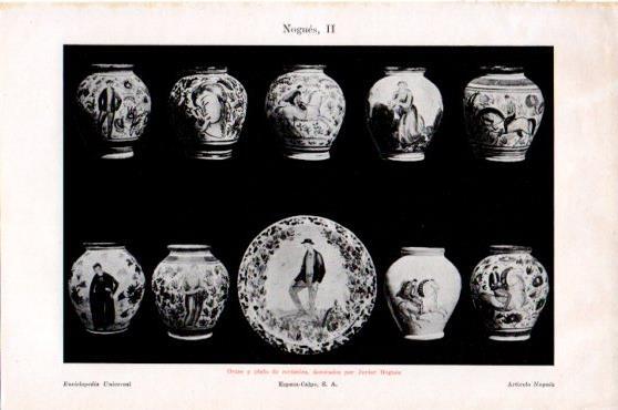 LAMINA V23844: Orzas y platos de ceramica decorados por J. Nogues