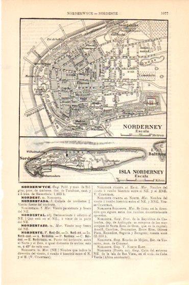 LAMINA V23855: Plano de Norderney y mapa Isla Norderney