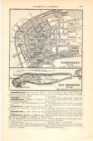 LAMINA V23855: Plano de Norderney y mapa Isla Norderney