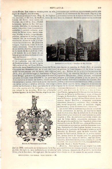 LAMINA V23763: Escudo y catedral de San Nicolas en Newcastle-upon-Tyne