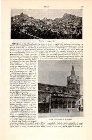 LAMINA V23786: Vista y catedral de Nicosia, Sicilia