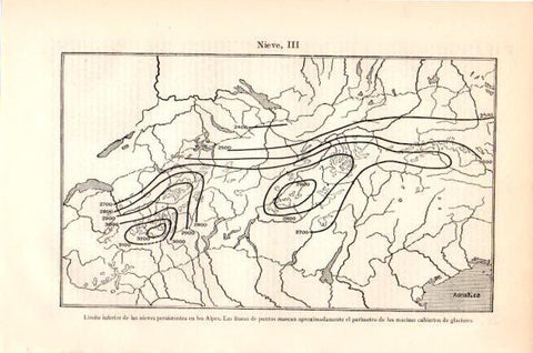 LAMINA V23794: Mapa de las nieves en los Alpes