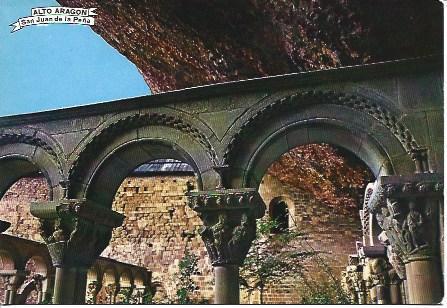 POSTAL L05976: Detalle del claustro de San Juan de la Peña, Huesca