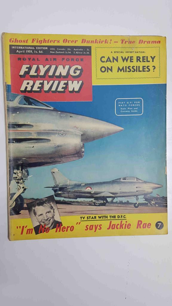 Revista: Royal Air Force Flying Review, International Edition num 07 vol XIV. TV star with the D.F.C., "'I'm no hero" says Jackie Rae