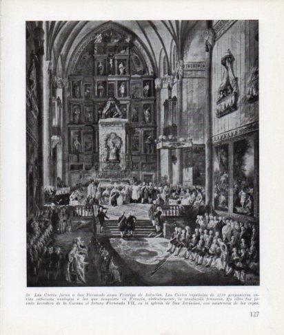 LAMINA V26285: Las Cortes juran a don Fernando como Principe de Asturias