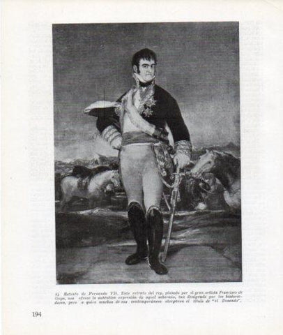 LAMINA V26315: Retrato de Fernando VII por Goya