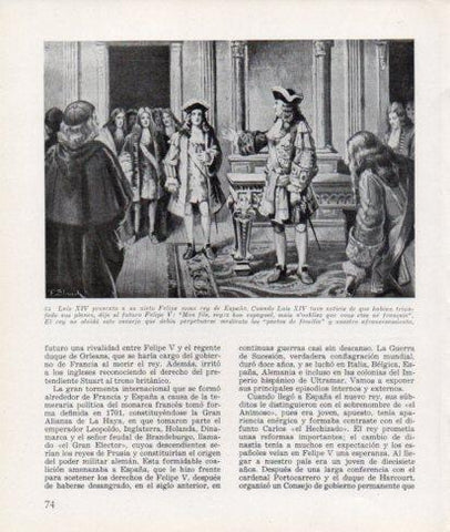 LAMINA V26262: Luis XIV presente a su nieto Felipe como rey de España