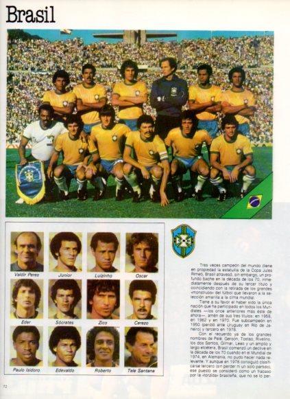 LAMINA V25834: Copa del Mundo de Futbol España 1982. Seleccion de Brasil