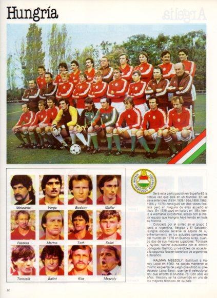 LAMINA V25838: Copa del Mundo de Futbol España 1982. Seleccion de Hungria