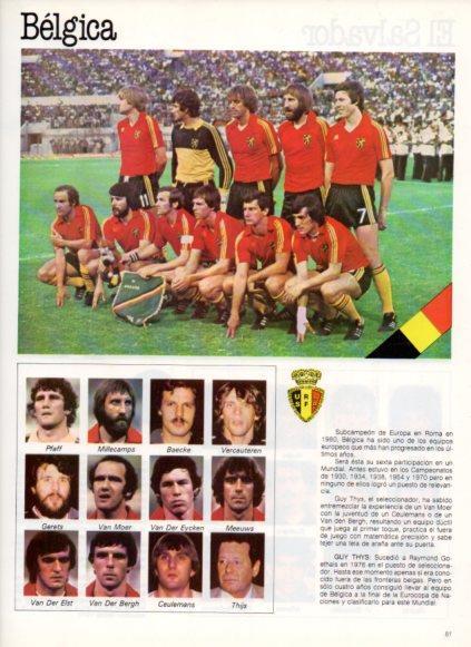 LAMINA V25839: Copa del Mundo de Futbol España 1982. Seleccion de Belgica
