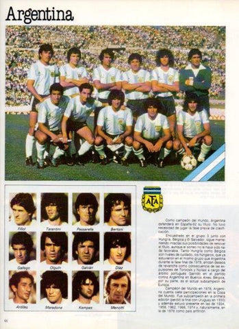 LAMINA V25831: Copa del Mundo de Futbol España 1982. Seleccion de Argentina