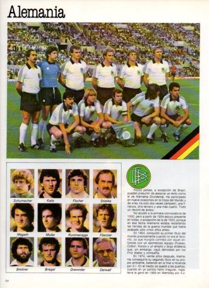 LAMINA V25830: Copa del Mundo de Futbol España 1982. Seleccion de Alemania