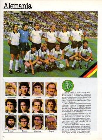 LAMINA V25830: Copa del Mundo de Futbol España 1982. Seleccion de Alemania