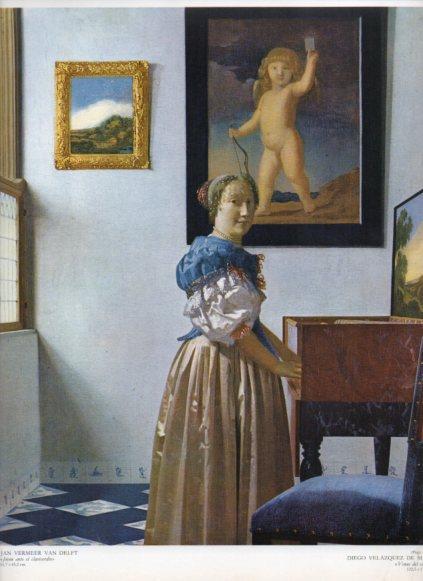 LAMINA V25879: Joven ante el clavicordio por Jan Vermeer