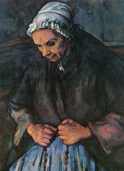 LAMINA V25884: La vieja del rosario por Cezanne