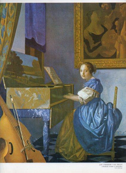 LAMINA V25880: Muchacha tocando el clavicordio por Jan Vermeer