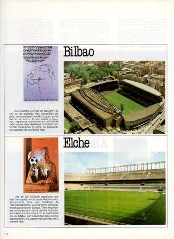 LAMINA V25854: España 1982. Campos de futbol del Bilbao y Elche