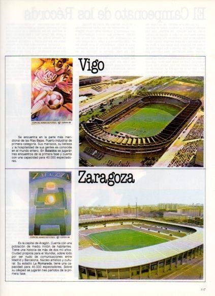 LAMINA V25857: España 1982.  Campos de futbol del Vigo y Zaragoza