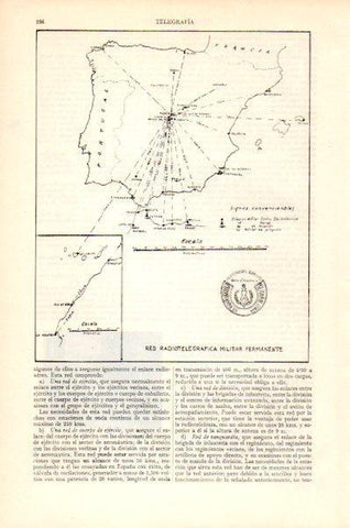 LAMINA V27562: Mapa de la red radiotelegrafica militar permanente en España