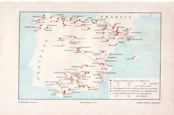 LAMINA V27634: Mapa de las centrales hidraulicas en España