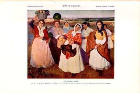LAMINA V27653: A la fiesta del pueblo por Eugenio Hermoso