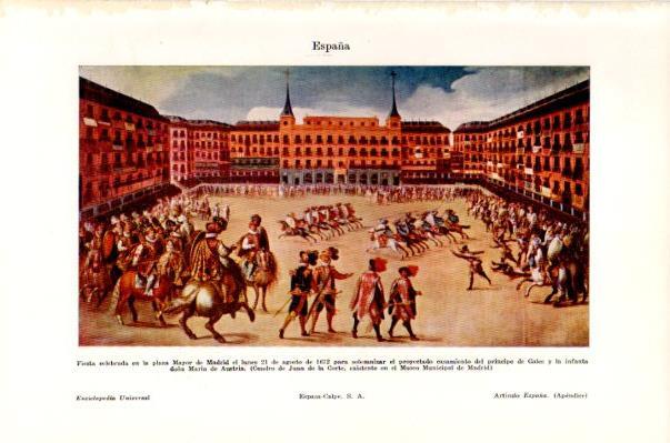 LAMINA V27652: Fiesta en la plaza Mayor de Madrid en 1676 por Juan de la Corte