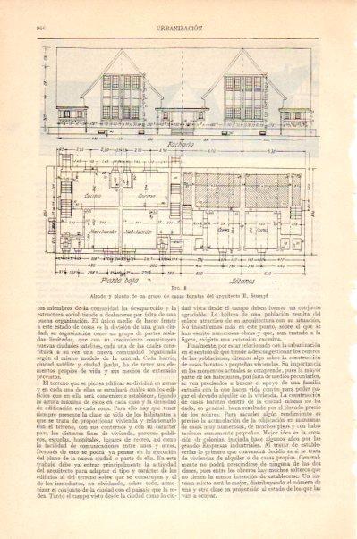 LAMINA V27609: Alzado y planta de casas baratas del arquitecto E. Stumpf