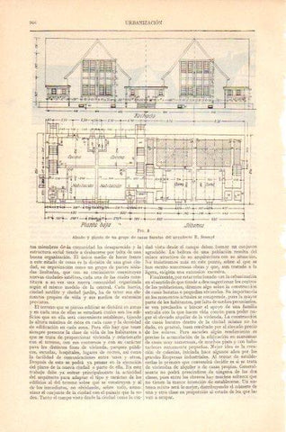 LAMINA V27609: Alzado y planta de casas baratas del arquitecto E. Stumpf