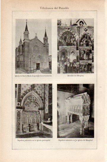 LAMINA V27343: Retablo, sepulcro e Iglesia de Santa Maria en Villafranca del Panades